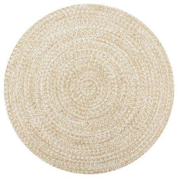 Handmade Rug Jute White and Natural 120 cm