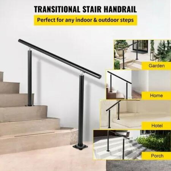 Handrail Outdoor Stairs 3ft 34 Inch Outdoor Handrail Outdoor Stair Railing Adjustable from 0 to 60 Degrees Handrail for Stairs Outdoor Black Aluminum