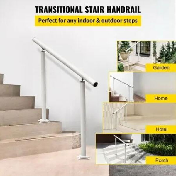 Handrail Outdoor Stairs 3ft 34 Inch Outdoor Handrail Outdoor Stair Railing Adjustable from 0 to 60 Degrees Handrail for Stairs Outdoor White