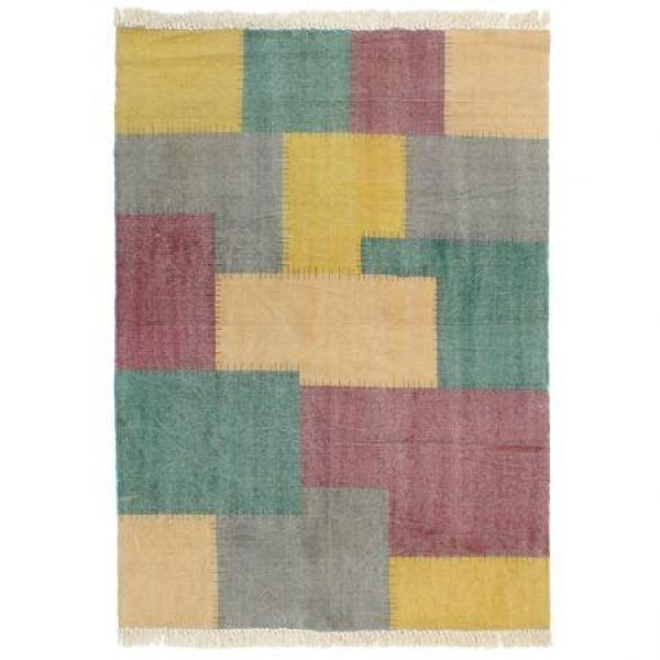 Handwoven Kilim Rug Cotton 120x180 Cm Printed Multicolour