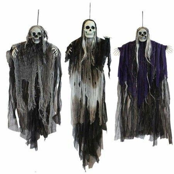 Hanging Halloween Skeleton Ghosts Decorations Grim Reapers For Best Halloween Outdoor Decorations (3 Pack).