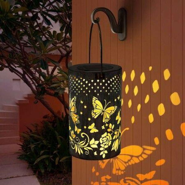 Hanging Solar Lanterns Outdoor, Garden Lanterns, Outdoor Solar Lantern Butterfly Waterproof Solar Garden Lights for Backyard Lawn Pathway Fall Decorative