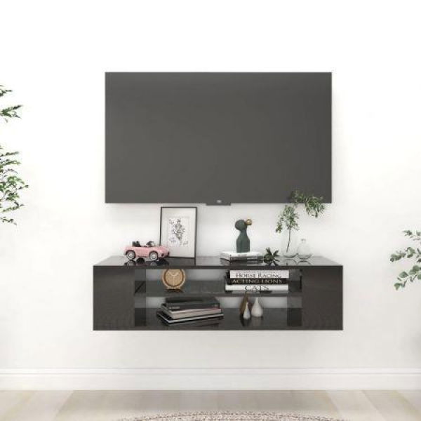 Hanging TV Cabinet High Gloss Black 100x30x26.5 Cm Engineered Wood.