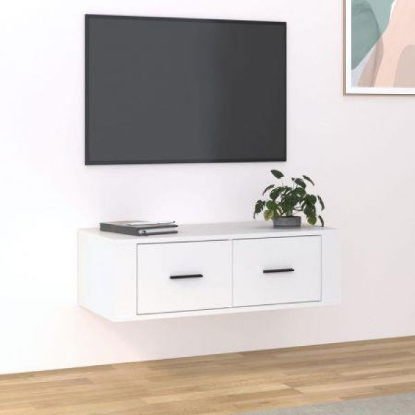 Hanging TV Cabinet White 80x36x25 Cm Engineered Wood