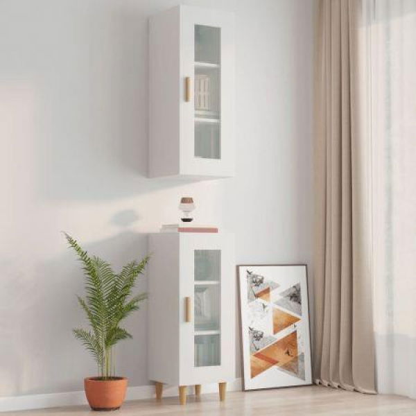 Hanging Wall Cabinet High Gloss White 34.5x34x90 Cm.