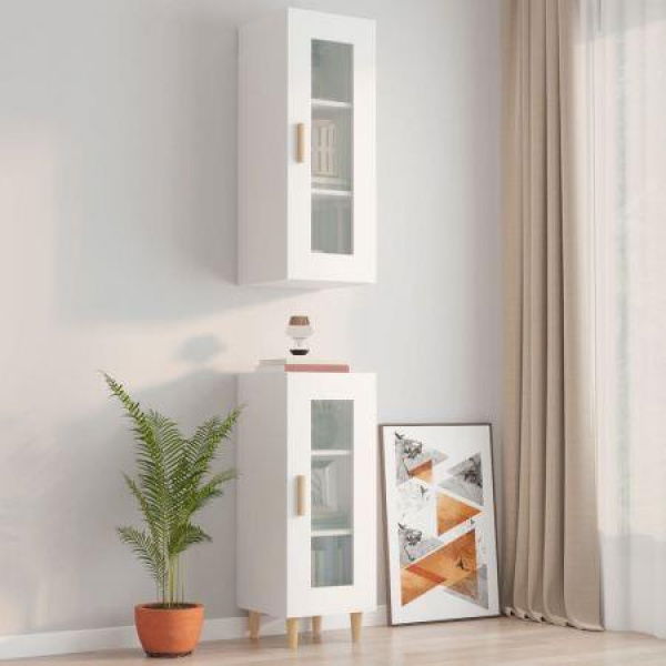 Hanging Wall Cabinet White 34.5x34x90 Cm.