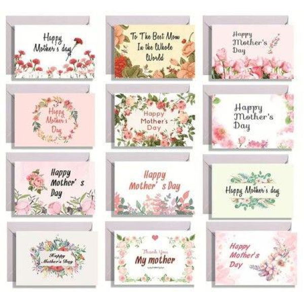 Happy Mothers Day Cards Bulk12 Set Floral Mothers Day Greeting Card Note Cards With Envelopes