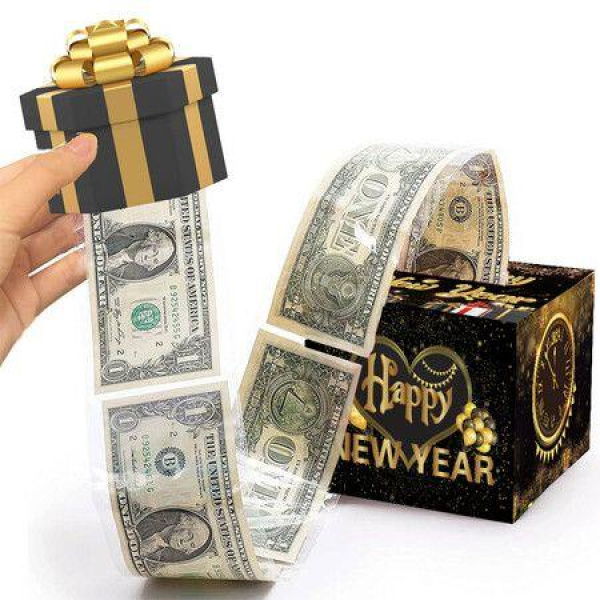 Happy New Years Money Box for Cash Gift Pull for Cash with Pull Out Card DIY Set Surprise Birthday Gift Box