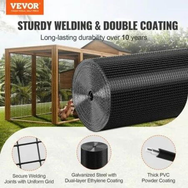 Hardware Cloth, 24'' x 100' Galvanized Wire Mesh Roll, 19 Gauge Chicken Wire Fence Roll, Vinyl Coating Metal Wire Mesh for Chicken Coop Barrier, Rabbit Snake Fences, Poultry Enclosures