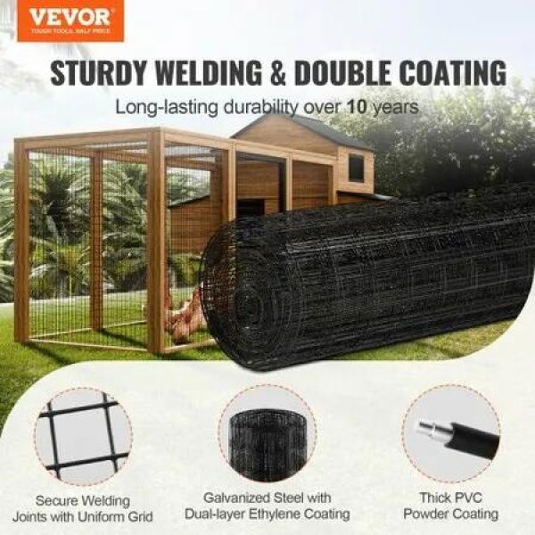 Hardware Cloth, 24'' x 50' Galvanized Wire Mesh Roll, 16 Gauge Chicken Wire Fence Roll, Vinyl Coating Metal Wire Mesh for Chicken Coop Barrier, Rabbit Snake Fences, Poultry Enclosures