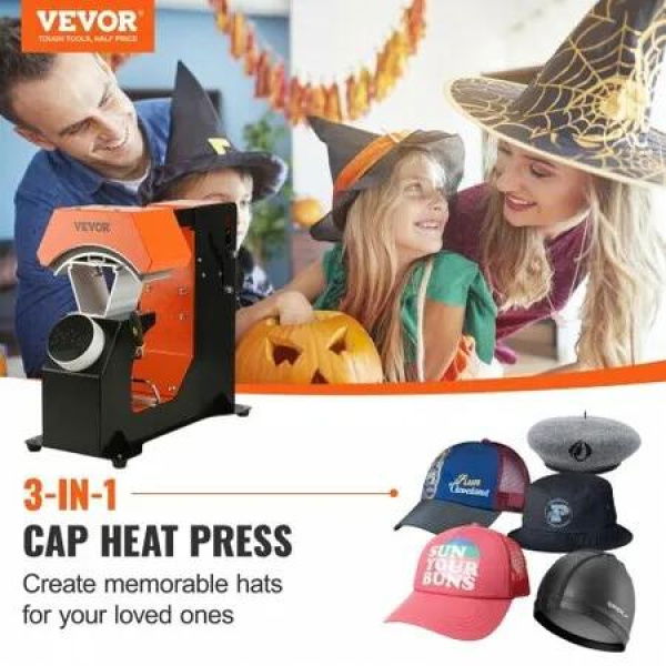 Hat Heat Press Auto Cap Heat Press 3 Heating Pads Sublimation Transfer