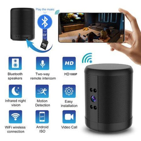 HD 1080P Smart Home Camera Remote Mobile Wireless WiFi for Bluetooth Speaker,Infrared Night Vision,Double-Way Voice,Video Call