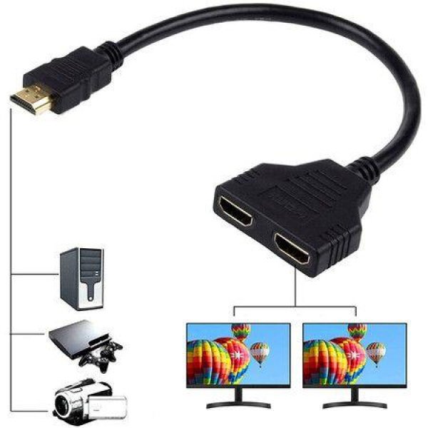 HDMI Splitter Adapter Cable HDMI Male 1080P To Dual HDMI Female Cable For HDTV HD LED LCD TV