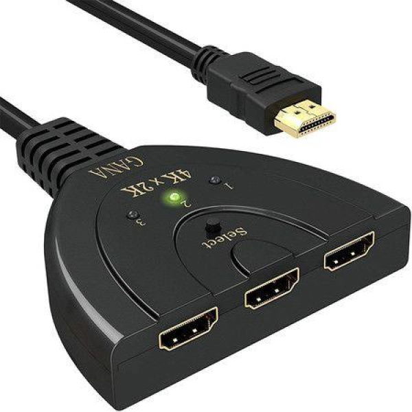 HDMI Switch3 Port 4K HDMI Switch 3x1 Switch Splitter With Pigtail Cable Supports Full HD 4K 1080P 3D Player