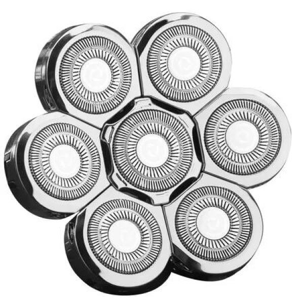 Head Shaver Blades 7 Replacement Electric Razor Bald Men Silver Compatible Main Brands Sharp Precision Grooming