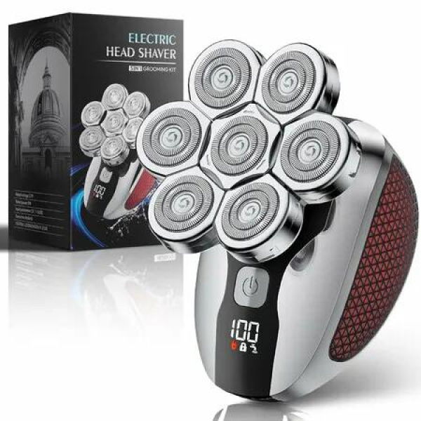 Head Shavers for Bald Men,Professional 5-in-1 Electric Head Shaver Grooming Kit,7D Floating Wet & Dry Electric Razor with LED Display & Type-C Charging