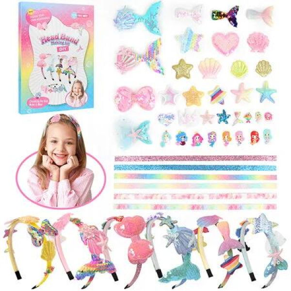 Headband Making Kit for Girls Age 3+,Creative Craft Kits for Kids,DIY Hair Accessories Hairbands Birthday Presents For Age 3+ Girls Gifts Toys Set