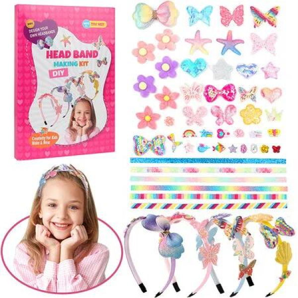 Headband Making Kit for Girls Age 3+,Creative Craft Kits for Kids,DIY Hair Accessories Hairbands Birthday Presents For Age 3+ Girls Gifts Toys Set
