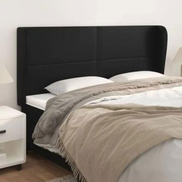 Headboard with Ears Black 203 cm Faux Leather