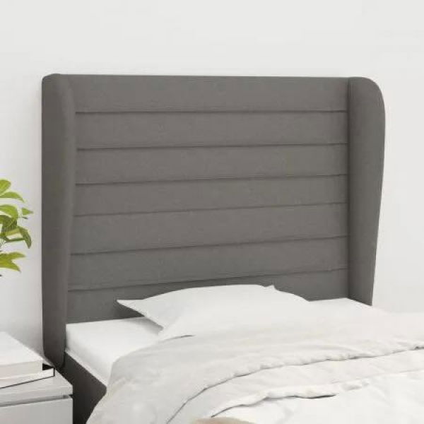 Headboard with Ears Dark Grey 103x23x118/128 cm Fabric