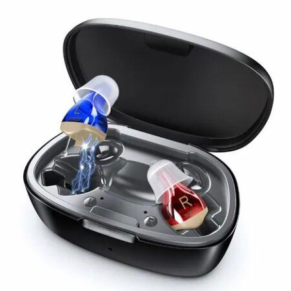 Hearing Aids for Seniors, Hearing Aid Rechargeable for Hearing Loss, Personal Hearing Amplifier with Volume Control and Portable Charging Case