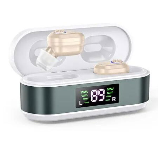 Hearing Aids for Seniors Rechargeable, Hearing Amplifier with Noise Cancelling for Hearing Loss, Hearing Assist Devices with Volume Control (Beige)