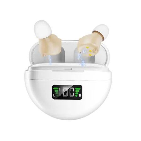 Hearing Aids with Audio Tracker, Rechargeable Hearing Aids with Noise Reduction DSP Chip, OTC Hearing Aid for Seniors, Skin Color