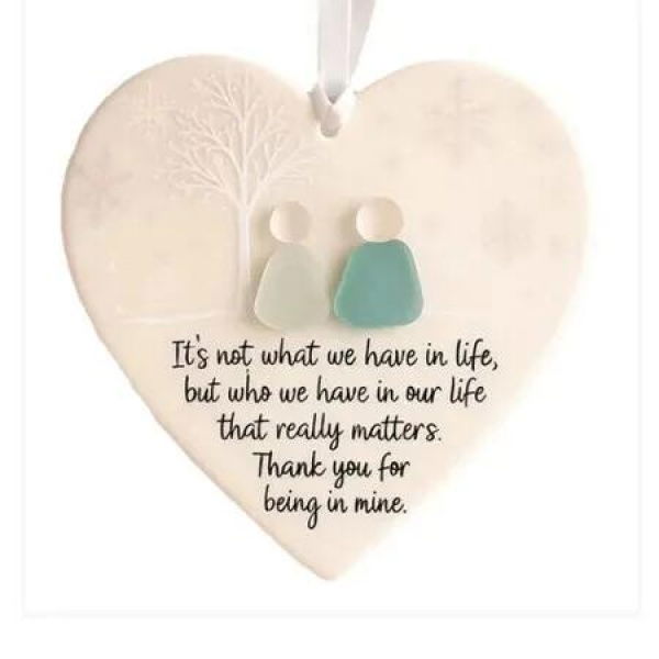 Heartshaped Sea Glass Friendship Decor, Timeless Friendship Cordiform Keepsake, Christmas Tree Hanging Ornaments 2D Flat Acrylic Pendant