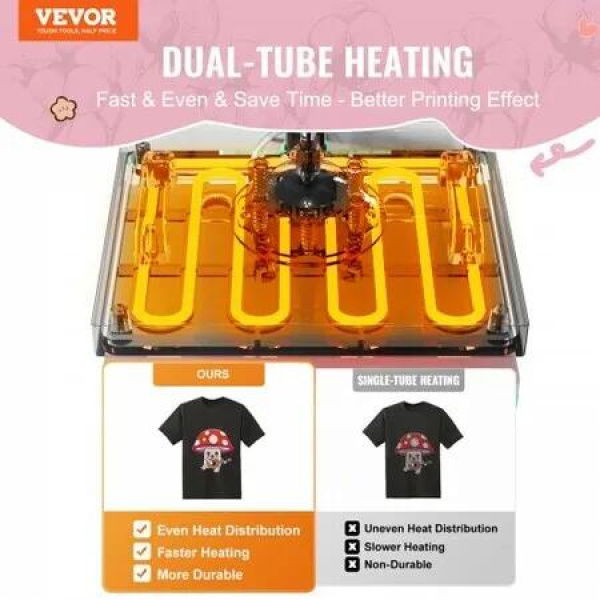 Heat Press Machine 12x10in Heat Transfer Machine for T-Shirts Press Pink