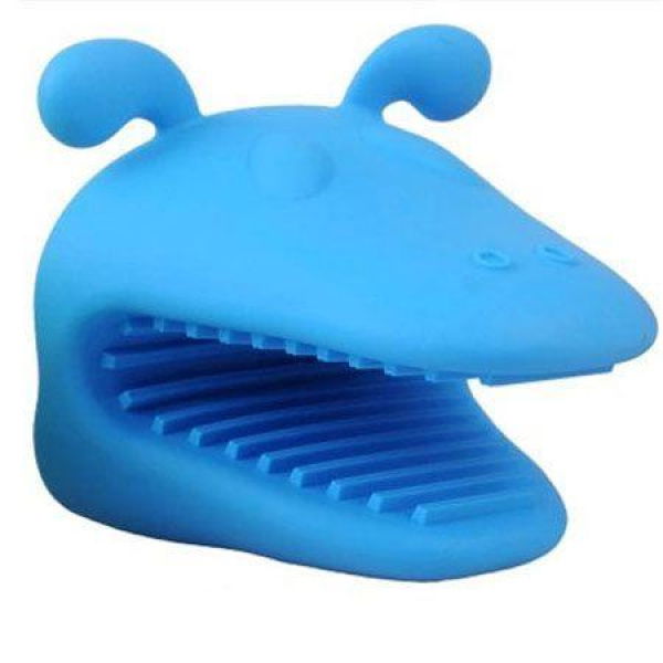 Heat-resistant Silicone Dog Oven Mitt Kitchen Baking BBQ Glove Holder Tool Blue