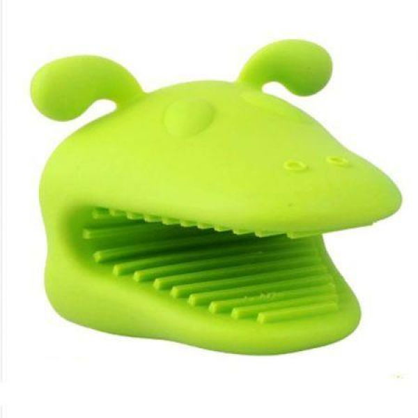 Heat-resistant Silicone Dog Oven Mitt Kitchen Baking BBQ Glove Holder Tool Green