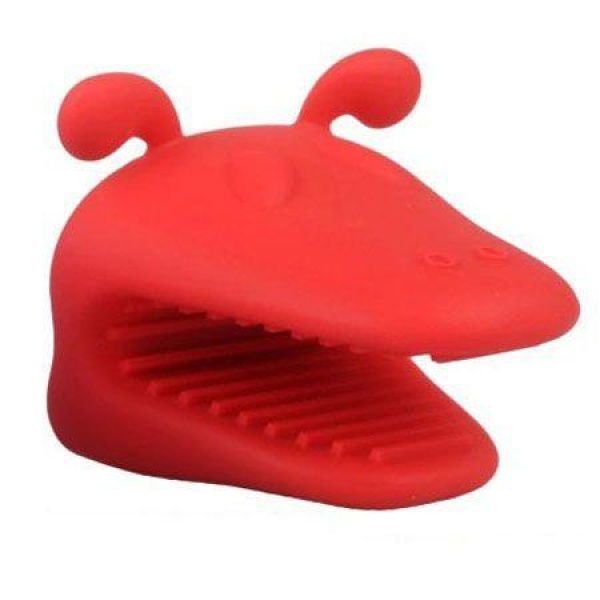 Heat-resistant Silicone Dog Oven Mitt Kitchen Baking BBQ Glove Holder Tool Red