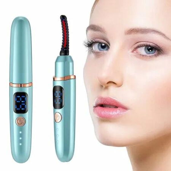 Heated Eyelash Curler,Electric Eyelash Curler,3 Temperature Modes,LED Display,USB Rechargeable,Color Blue