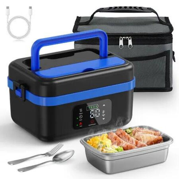 Heated Lunch Box Cordless Rechargeable Food Warmer 16000mAh Battery 1L Smart Reservation Keep Warm Portable Meal Prep Container