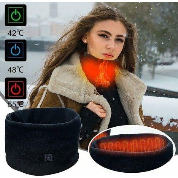 Heated Scarf USB Heating Scarf Electric Heating Neck Cover Fleece Scarf (Black One Size)