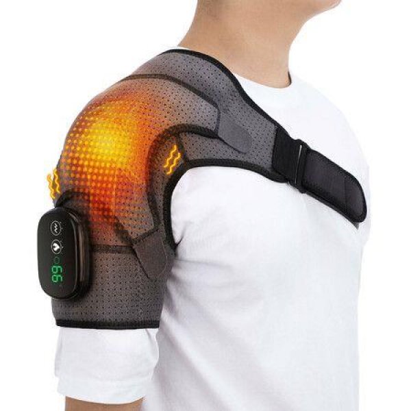 Heated Shoulder Wrap With Vibration Wireless Heating Pad For Shoulder 3 Vibration And Temperature Settings LED Display