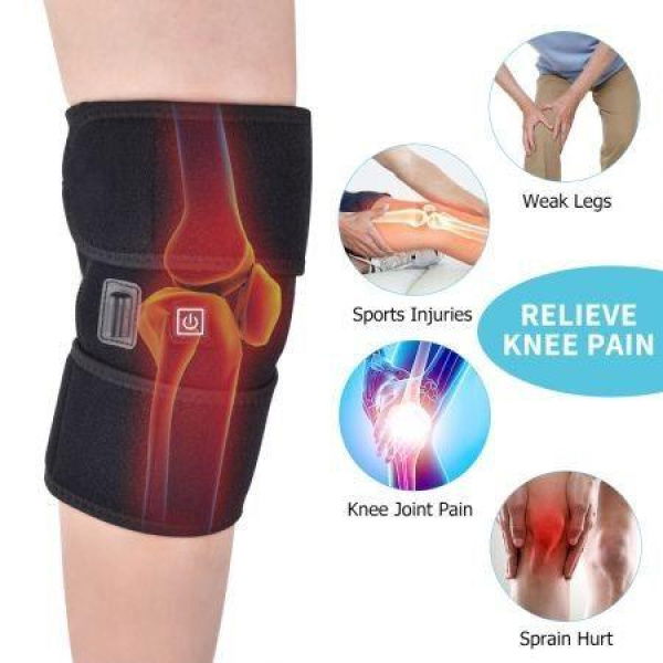 Heating Knee Pads Knee Brace Support Pads Thermal Heat Therapy Wrap Hot Compress Knee Massager For Cramps Arthritis Pain Relief (Black)