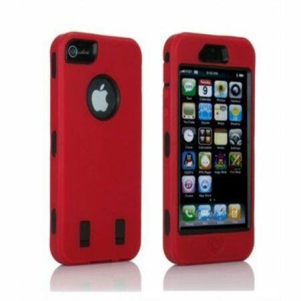 Heavy Duty Armour Shock Proof Builders Workman Case Cover For IPhone 5 5S Red