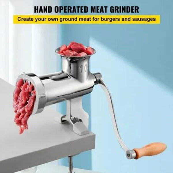 Heavy Duty Meat Grinder Manual Sausage Filler Stainless Steel with Clamp