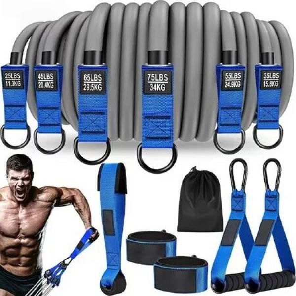Heavy Resistance Exercise Bands 300lbs with Handles Workout Bands for Men, Weight Bands Set for Muscle Training, Strength, Slim, Home Gym Equipment(Blue)