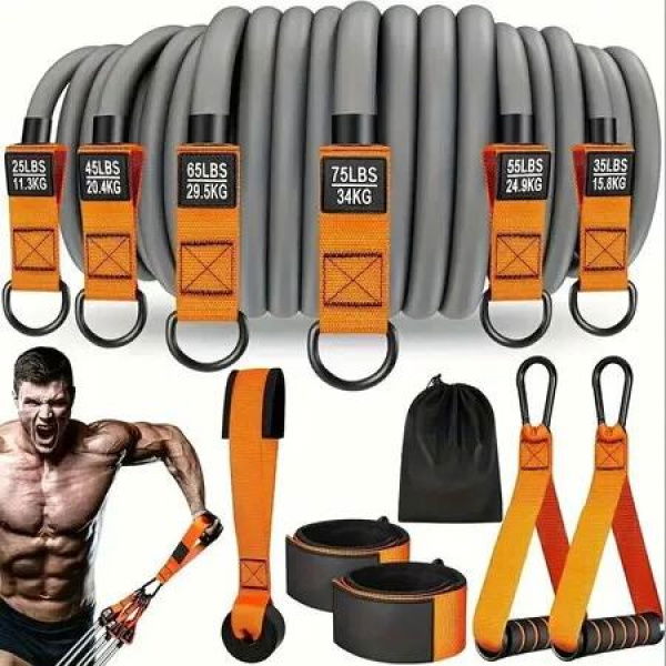 Heavy Resistance Exercise Bands 300lbs with Handles Workout Bands for Men, Weight Bands Set for Muscle Training, Strength, Slim, Home Gym Equipment(Orange)