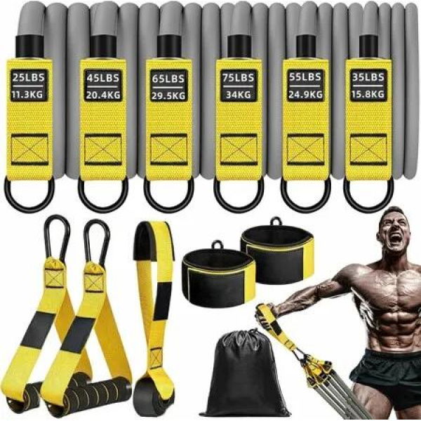 Heavy Resistance Exercise Bands 300lbs with Handles Workout Bands for Men, Weight Bands Set for Muscle Training, Strength, Slim, Home Gym Equipment(Yellow)
