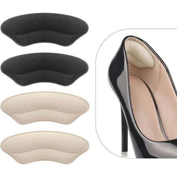 Heel Grips Liner Cushions Inserts For Loose Shoes Heel Pads Snugs For Shoe Too Big Men Women Filler Improved Shoe Fit And Comfort Prevent Heel Slip And Blister (2 Pack) (Pale Apricot + Black)