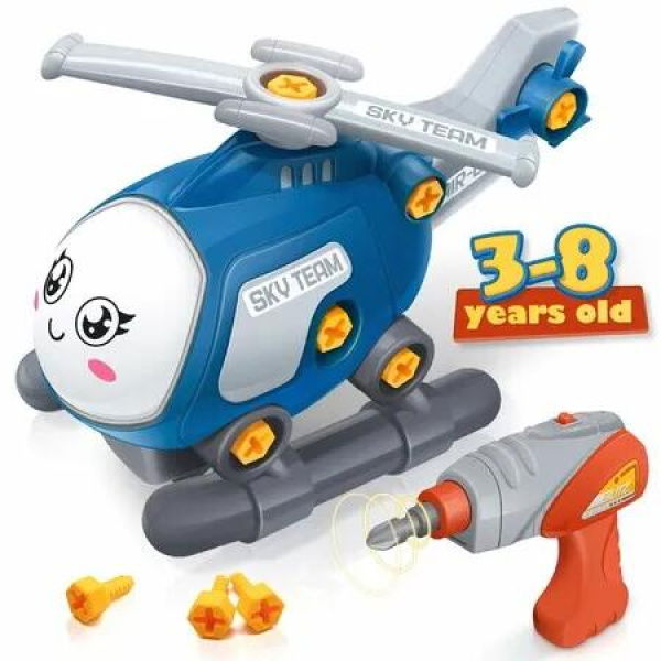 Helicopter Toy Take Apart Toys with Electric and Hand Drill Tool,Building Sets to Airplane Toy for Kids Ages 3+
