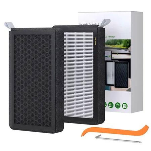 HEPA Air Filter for Model Y Model 3 2016-2025,2 Pack Cabin Air Filter with Activated Carbon,Black