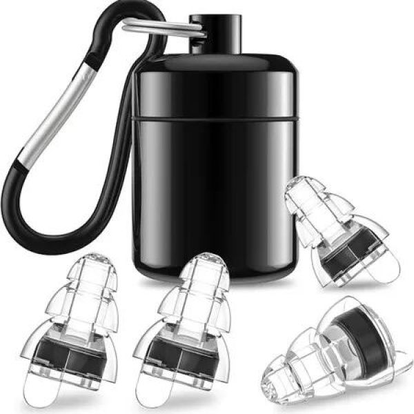 High Fidelity Concert Ear Plugs, Noise Cancelling Silicone Ear Plugs 2 Pairs Great for Concerts Loud Music, Musicians, Motorcycles, Black