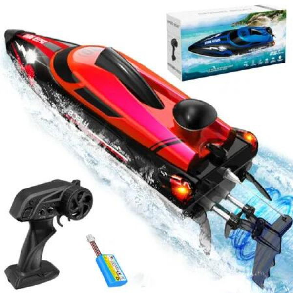 High Speed RC Boat Rechargeable Battery 22+ MPH Fast Remote Control Boat for Pool Lake 2.4GHz RC Speed Boat for Kids Outdoor Water Toys