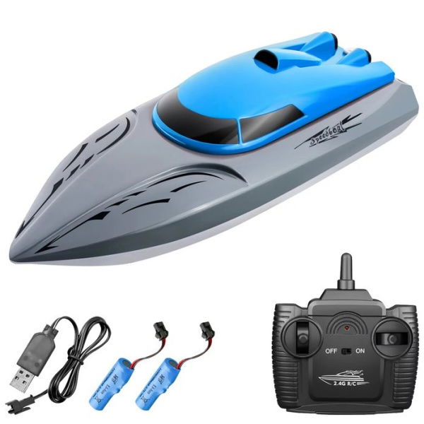 High-Speed Remote Control Boat For Pools And Lakes 2.4GHz Fast Electric Racing Boat Gift For Adults And Kids (Blue)