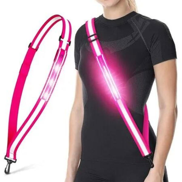 High-Visibility LED Reflective Walking Running Belt for Enhanced Safety and Visibility,Walk Safely at Night Pink 1 Pack