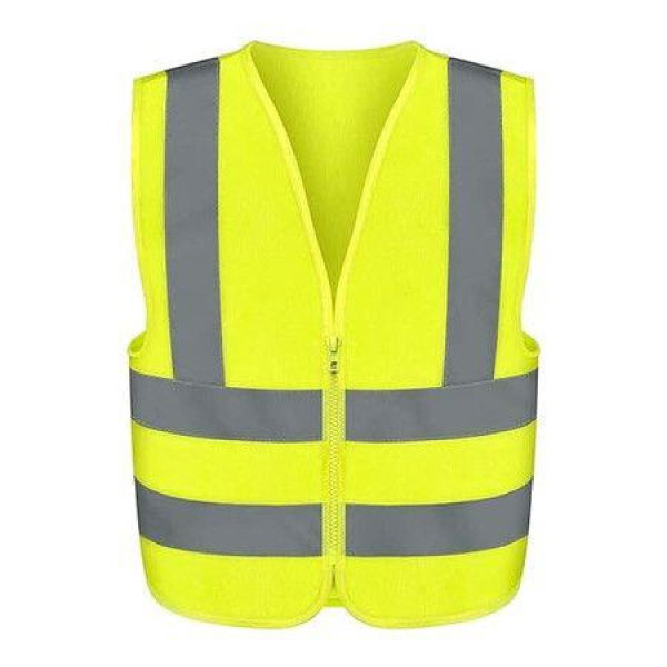 High Visibility Safety Vest with Reflective Strips, Size X-Large, Neon Yellow Color, Zipper Front, For Emergency, Construction and Safety Use